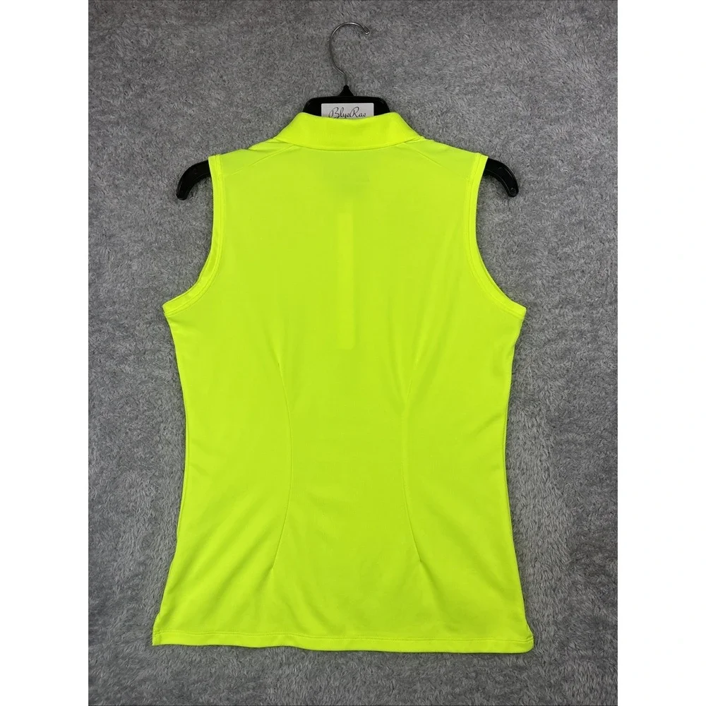Nike Golf Dri-Fit Sleeveless Polo Shirt Woman's Florescent Neon Yellow Medium - Picture 5 of 6